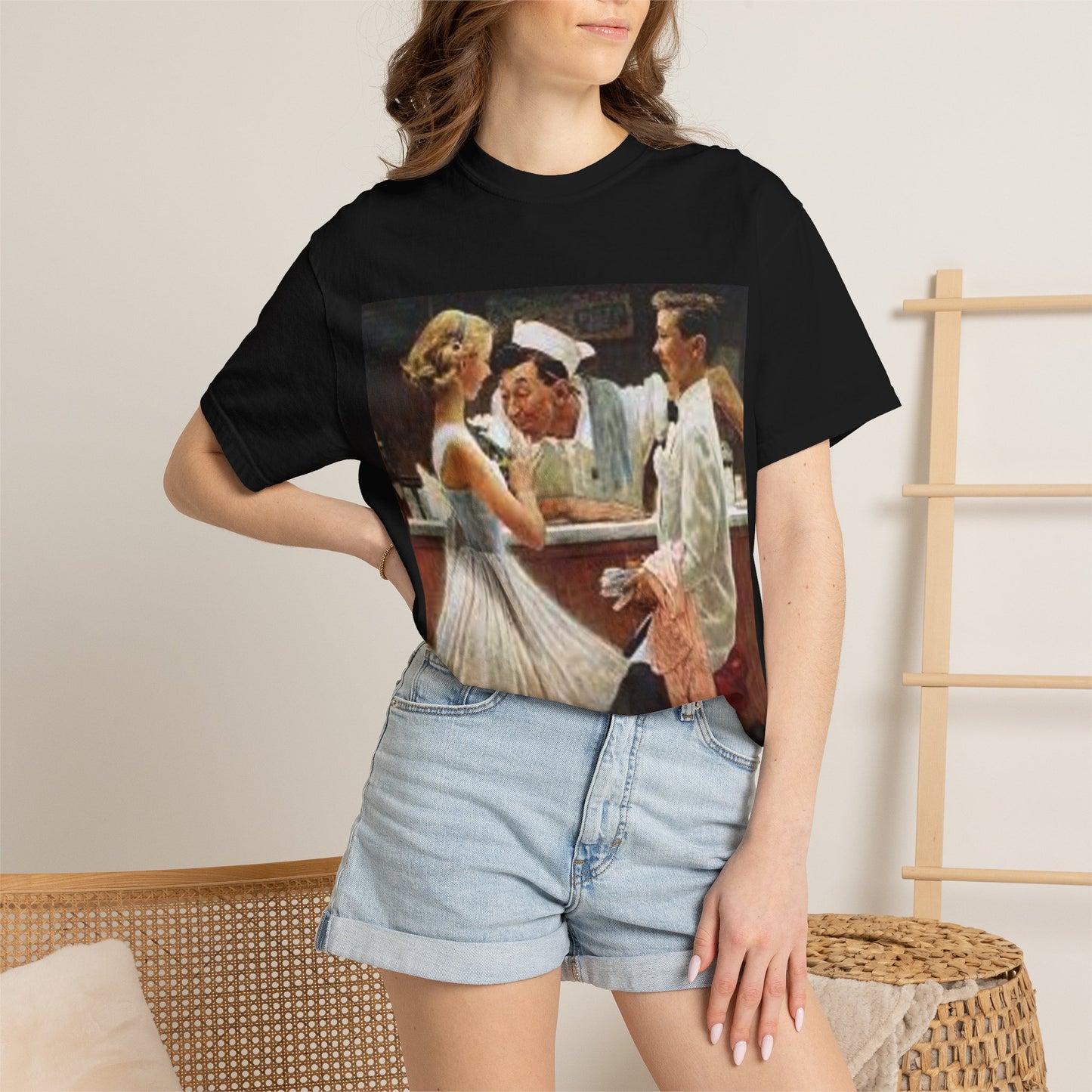 Camiseta con Estampado de Arte Vintage Retro – Disponible en Blanco y Negro