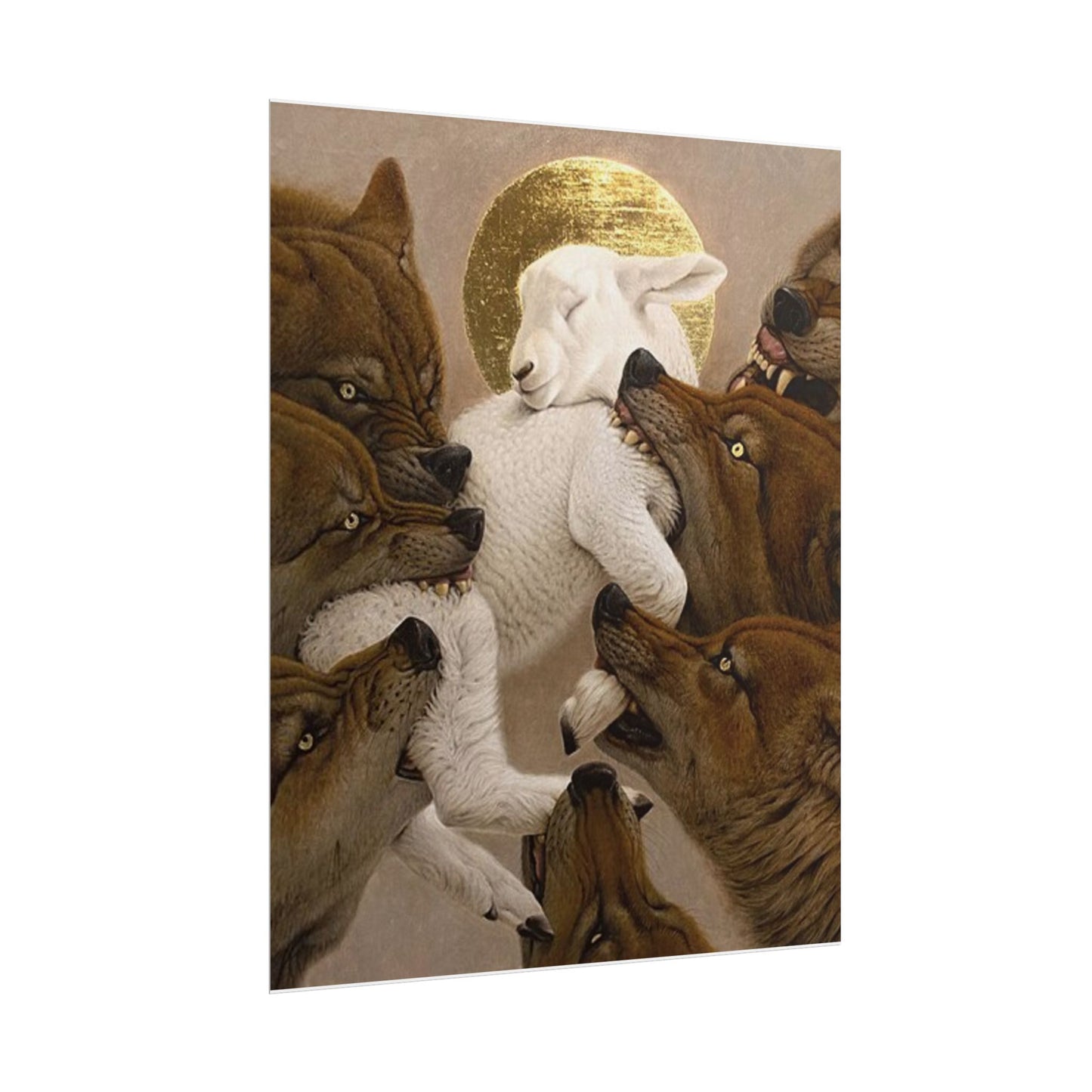 El Cordero entre Lobos – Póster de Arte Simbólico