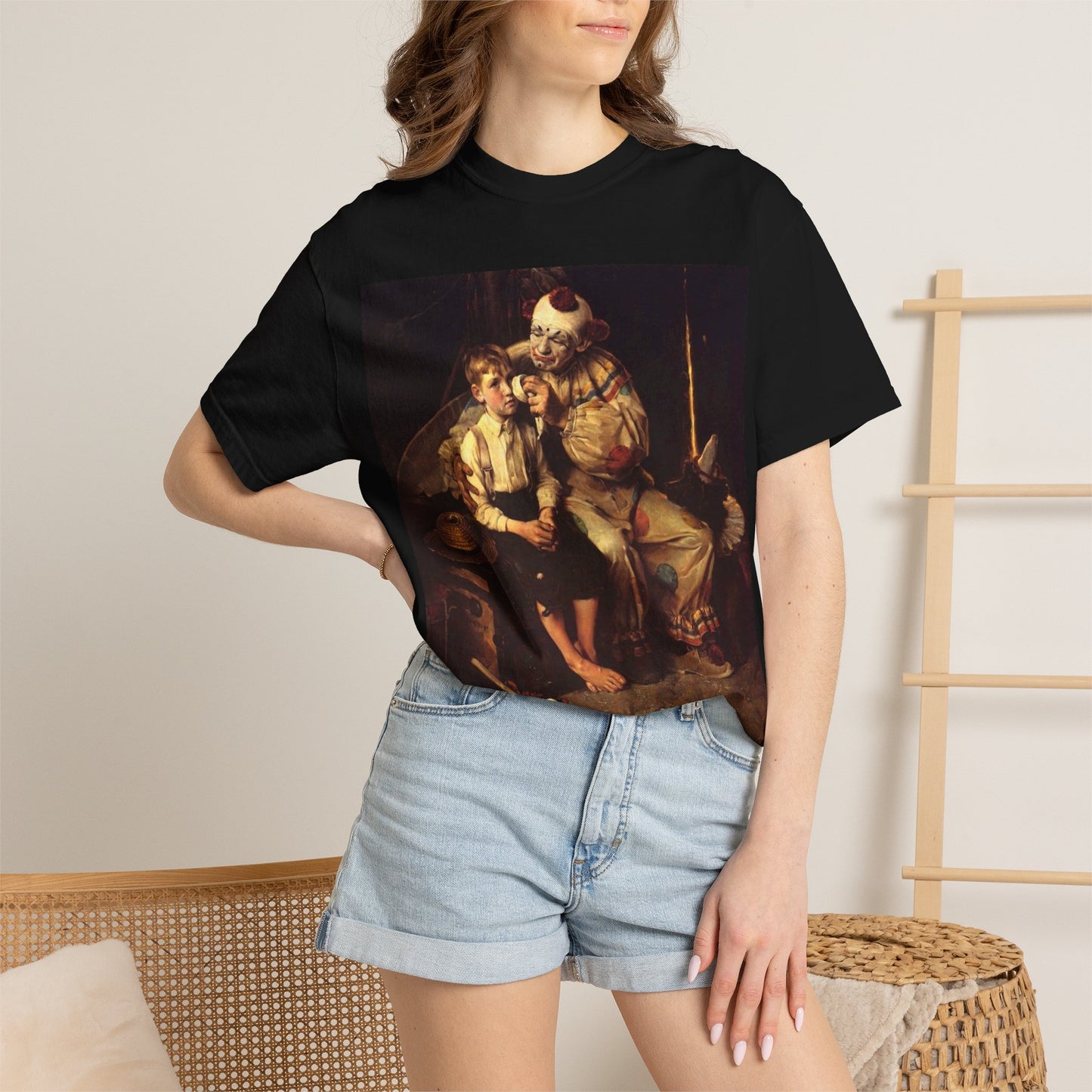 Vintage Clown & Child Art Graphic T-Shirt – Unisex Tee