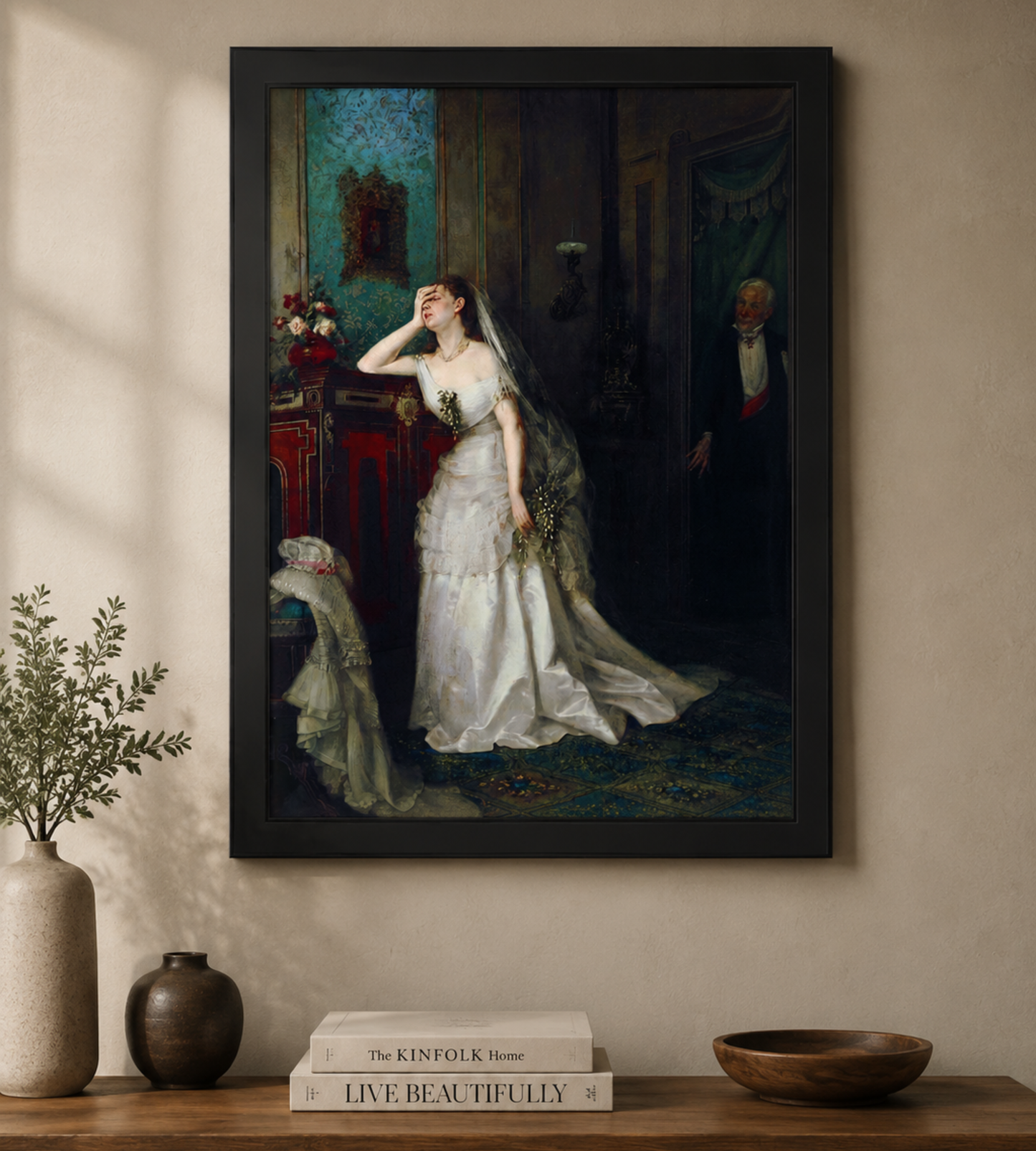 Arte de pared enmarcado La novia reacia - Impresión de lienzo victoriano vintage