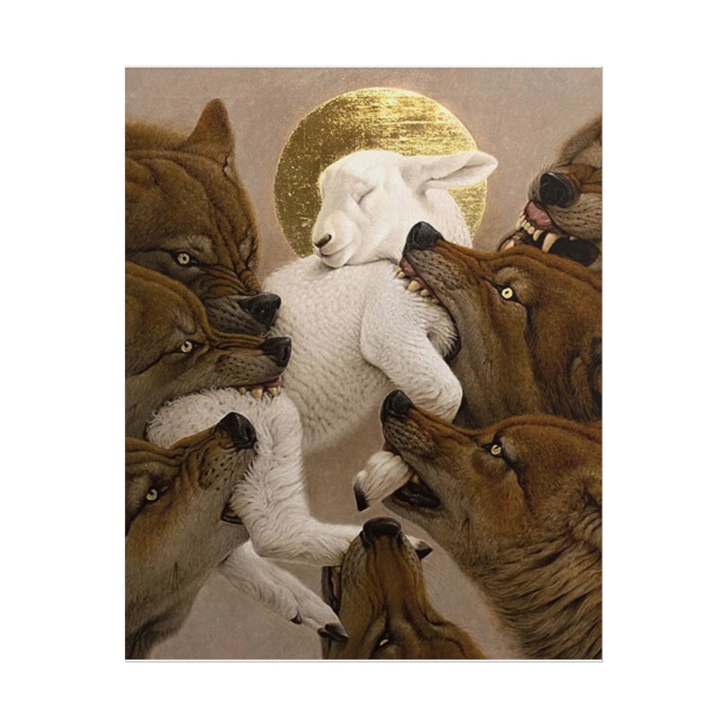 El Cordero entre Lobos – Póster de Arte Simbólico