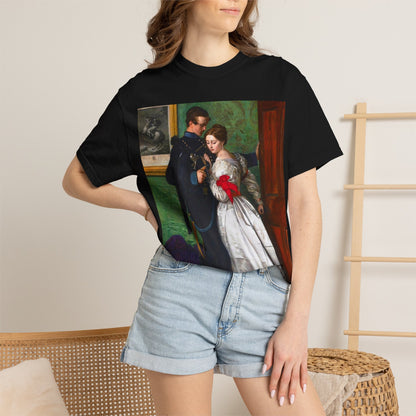 Camiseta con Estampado de Pintura Romántica Vintage – Disponible en Blanco y Negro