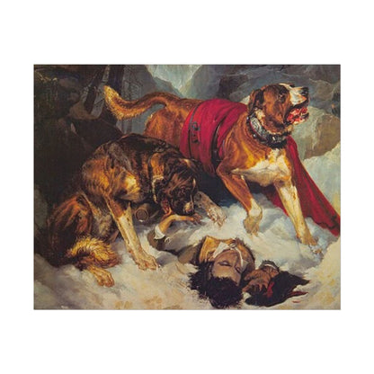 Perros de Montaña en la Nieve – Póster de Arte Clásico | Decoración Elegante