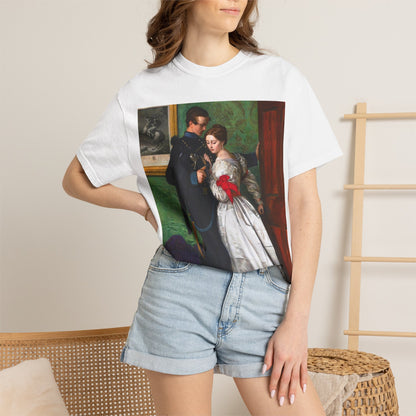 Camiseta con Estampado de Pintura Romántica Vintage – Disponible en Blanco y Negro