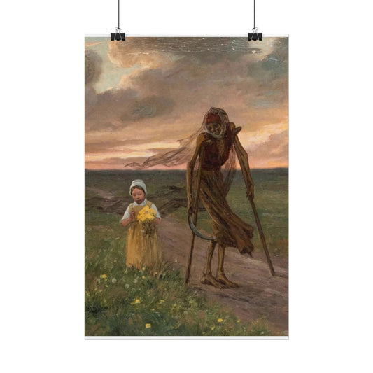 La niña y la muerte (1893) - póster de arte vintage