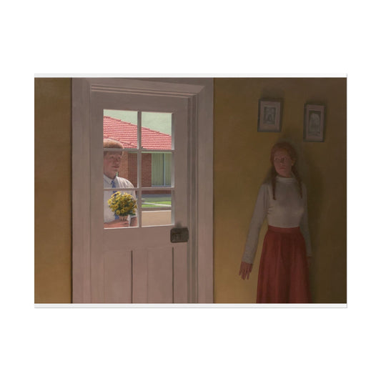Rolled Poster - Vintage Doorway Scene Art Print (Girl & Visitor)