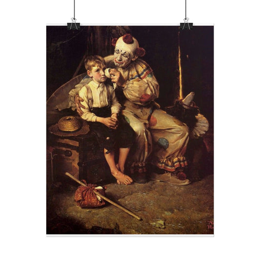 Póster Vintage de Payaso y Niño – Lámina de Arte Clásico para Decoración de Pared