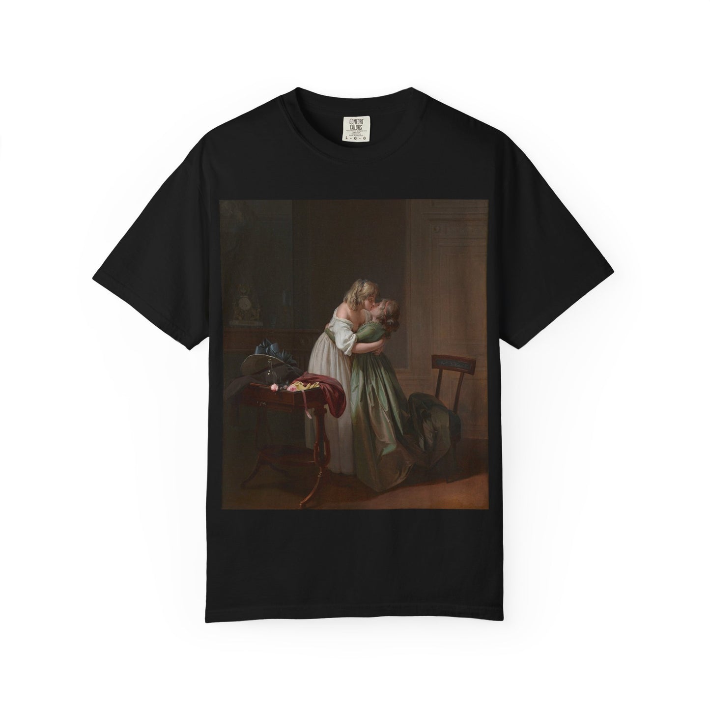 Camiseta con Estampado de Arte Romántico Vintage – Disponible en Blanco y Negro