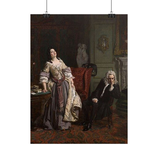 Póster con elegante escena victoriana: lámina de arte clásico vintage para la decoración de paredes.