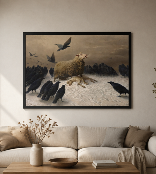 Lienzo impreso "El llanto de una madre" – Arte mural emotivo