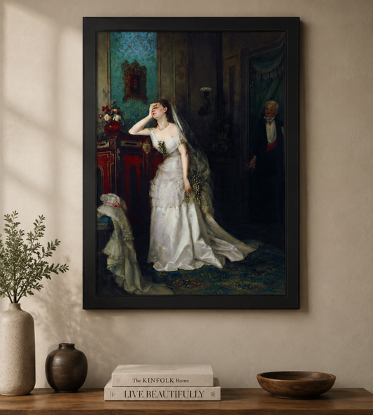 Arte de pared enmarcado La novia reacia - Impresión de lienzo victoriano vintage
