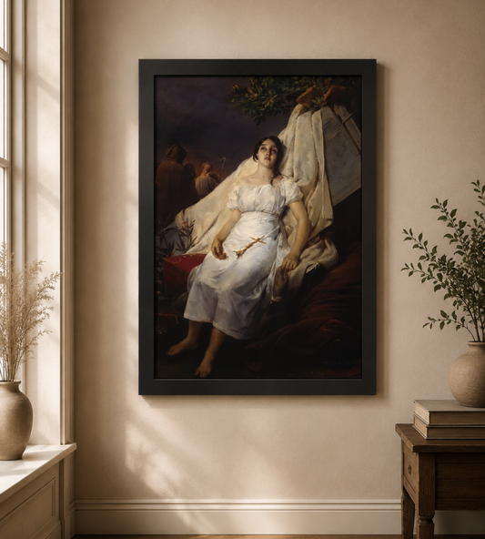 Cuadro decorativo de pared con retrato clásico de mujer.